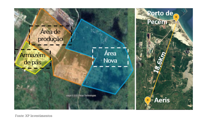 Imagem de satélite das instalações da Aeris em Pecém